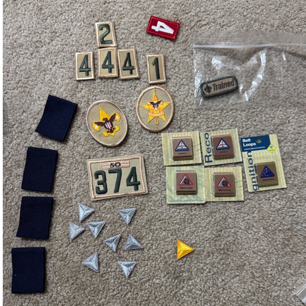BSA Boy Scouts Insignia Patch Lot Unit Numbers 374 50 Year Belt Loops Trained